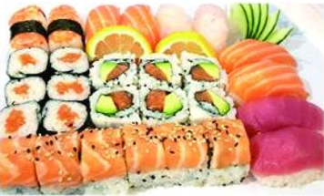 (pour 2 personnes ) 2 soupes,2 salades,2 riz,6 maki saumon,6 maki prince saumon avocat,6 california maki saumon, 10 sushi assortiment